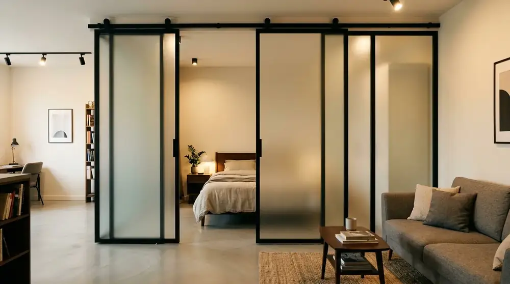 Перегородка между кухней и комнатой в студии с барной стойкой — фото 8